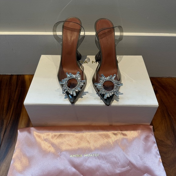 Amina Muaddi Begum PVC Slingback Size 36 - Light Grey - Picture 2 of 6